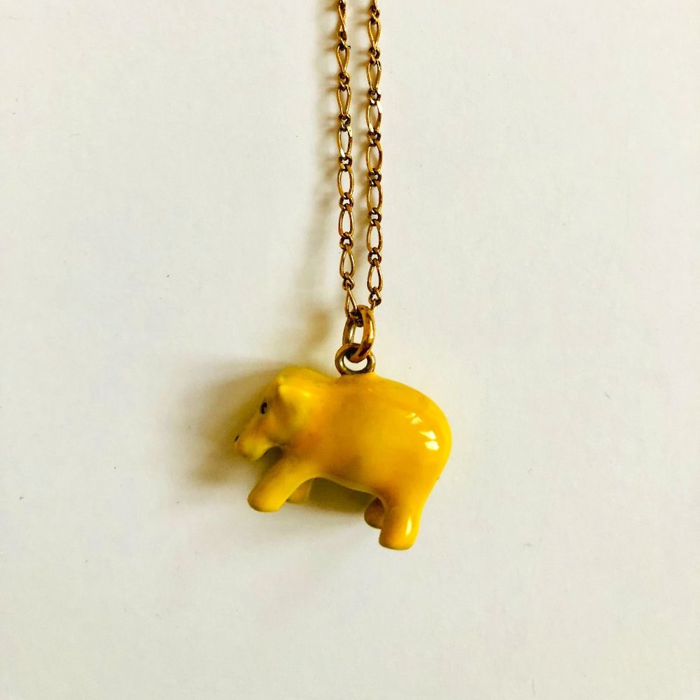 J. Crew Enamel Yellow Hippo Necklace